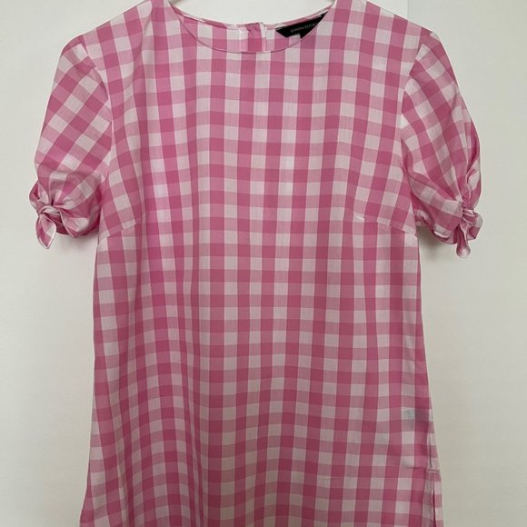 Banana Republic Pink Checked Tie Sleeve Shirt/Blouse - Picture 8 of 8